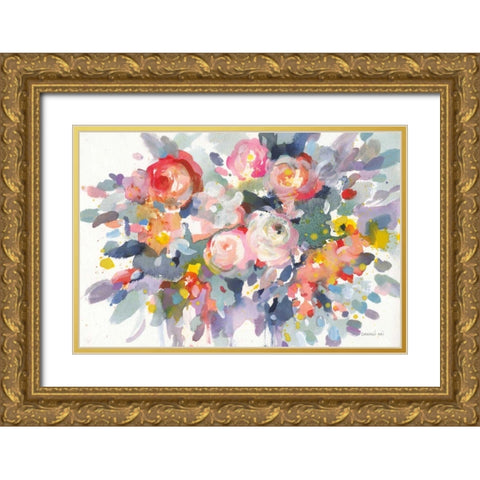 Bloom Burst Gold Ornate Wood Framed Art Print with Double Matting by Nai, Danhui