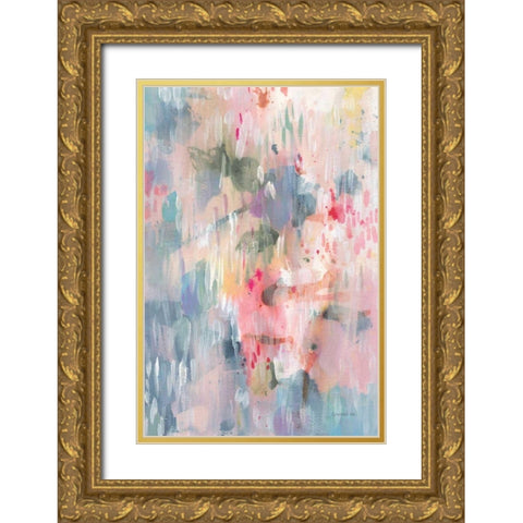 Soothing Abstract Gold Ornate Wood Framed Art Print with Double Matting by Nai, Danhui