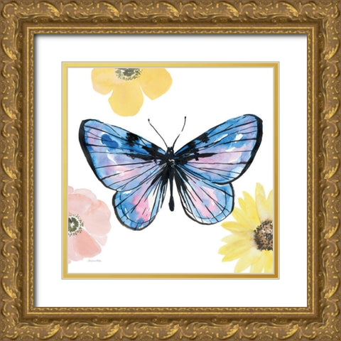 Beautiful Butterfly IV Lavender No Words Gold Ornate Wood Framed Art Print with Double Matting by Miller, Sara Zieve