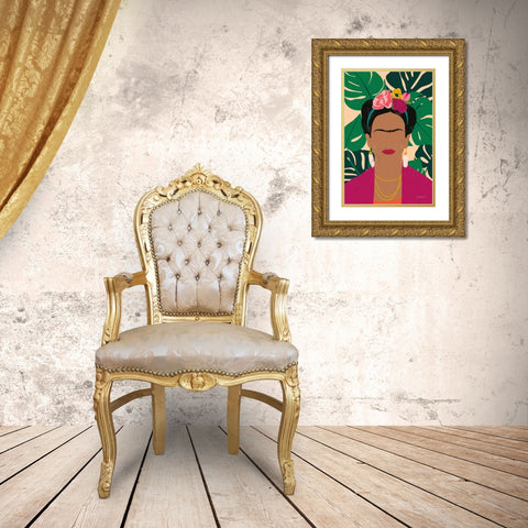 Frida Kahlo I Palms Gold Ornate Wood Framed Art Print with Double Matting by Thorns, Becky