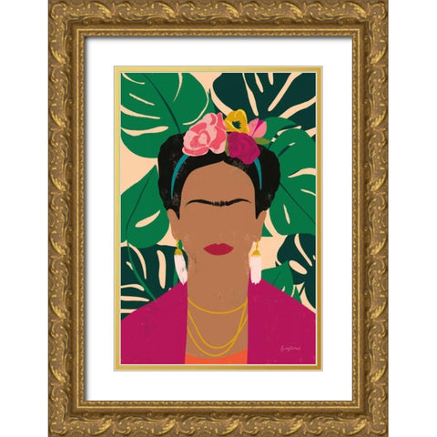 Frida Kahlo I Palms Gold Ornate Wood Framed Art Print with Double Matting by Thorns, Becky