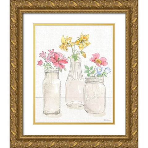 Peaceful Petals III Gold Ornate Wood Framed Art Print with Double Matting by Grove, Beth