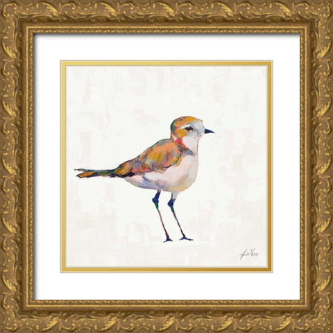 Coastal Plover III Linen Gold Ornate Wood Framed Art Print with Double Matting by Vertentes, Jeanette