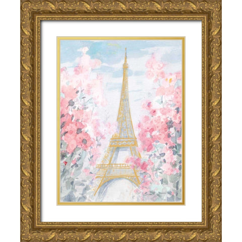 Pastel Paris III Gold Ornate Wood Framed Art Print with Double Matting by Nai, Danhui