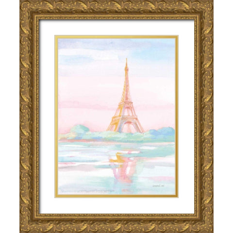 Pastel Paris V Gold Ornate Wood Framed Art Print with Double Matting by Nai, Danhui