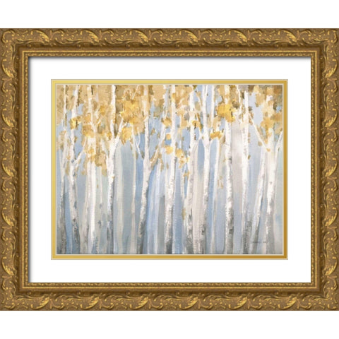 Golden Birches Gold Ornate Wood Framed Art Print with Double Matting by Nai, Danhui