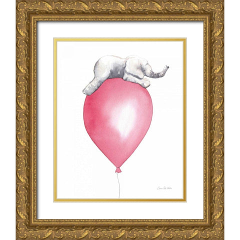 Baby Elephant Love I Gold Ornate Wood Framed Art Print with Double Matting by Valle, Aimee Del