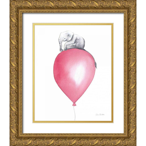 Baby Elephant Love II Gold Ornate Wood Framed Art Print with Double Matting by Valle, Aimee Del