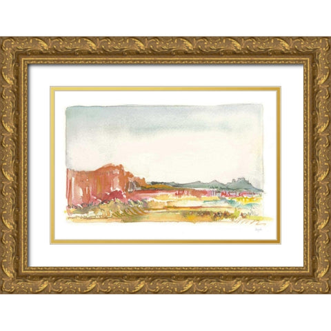 Looking Out Neutral Gold Ornate Wood Framed Art Print with Double Matting by Rice, Kristy