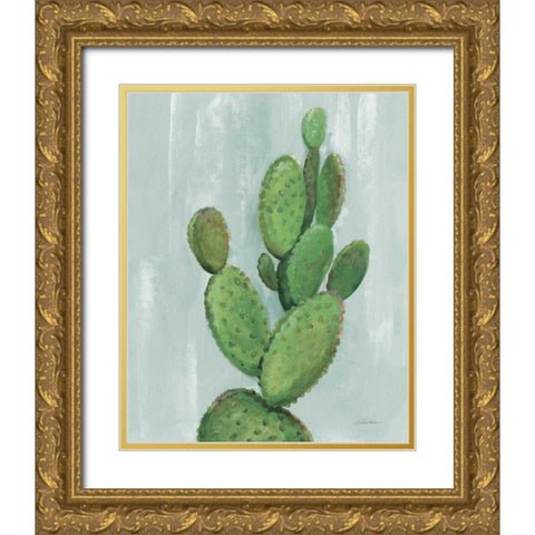 Front Yard Cactus I Slate Gold Ornate Wood Framed Art Print with Double Matting by Vassileva, Silvia