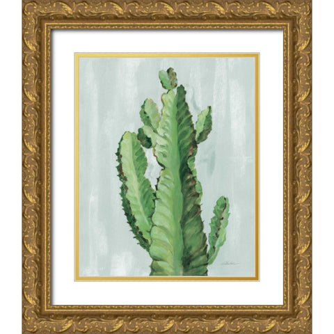 Front Yard Cactus II Slate Gold Ornate Wood Framed Art Print with Double Matting by Vassileva, Silvia