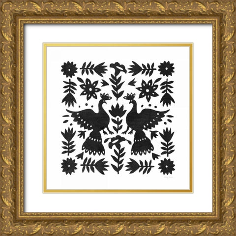 Otomi Elegance Black II Gold Ornate Wood Framed Art Print with Double Matting by Green, Nancy