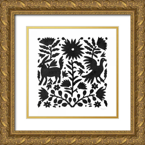 Otomi Elegance Black III Gold Ornate Wood Framed Art Print with Double Matting by Green, Nancy