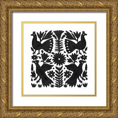 Otomi Elegance Black IV Gold Ornate Wood Framed Art Print with Double Matting by Green, Nancy