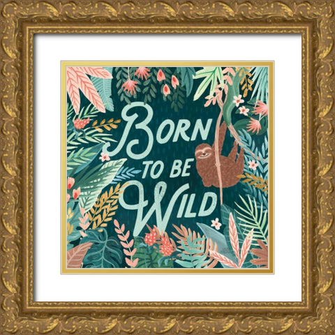 Jungle Hangout II Born to be Wild Gold Ornate Wood Framed Art Print with Double Matting by Marshall, Laura