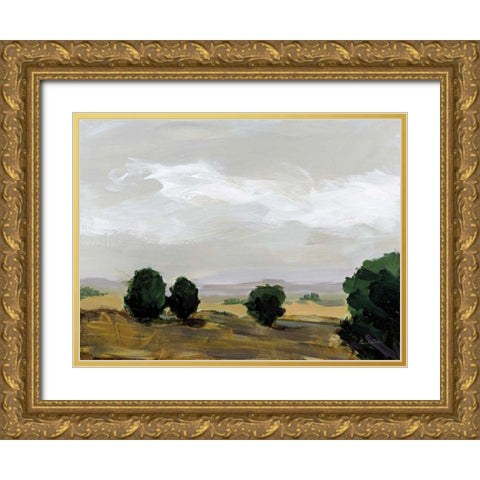 Autumn Fields Gold Ornate Wood Framed Art Print with Double Matting by Munger, Pamela
