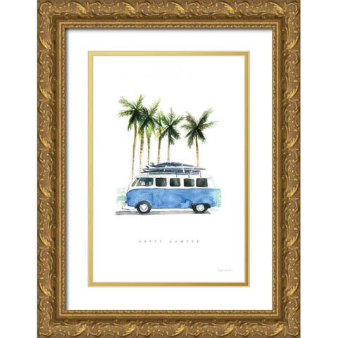 Surf Days II Gold Ornate Wood Framed Art Print with Double Matting by Charro, Mercedes Lopez