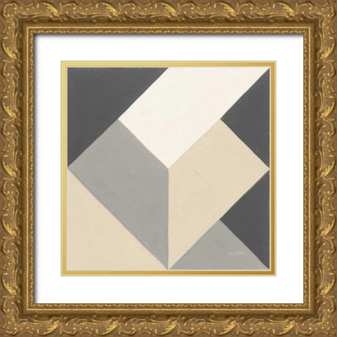 Triangles I Neutral Crop Gold Ornate Wood Framed Art Print with Double Matting by Schick, Mike