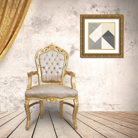 Triangles IV Neutral Crop Gold Ornate Wood Framed Art Print with Double Matting by Schick, Mike