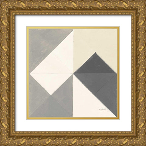 Triangles IV Neutral Crop Gold Ornate Wood Framed Art Print with Double Matting by Schick, Mike