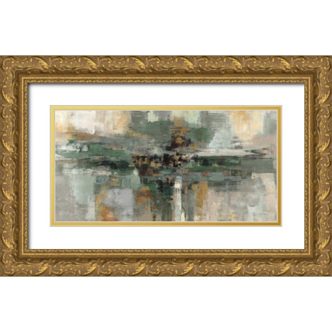 Morning Fjord Rifle Green Gold Ornate Wood Framed Art Print with Double Matting by Vassileva, Silvia