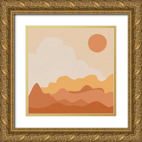 Mountainous I Orange Gold Ornate Wood Framed Art Print with Double Matting by Miller, Sara Zieve