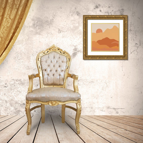 Mountainous II Orange Gold Ornate Wood Framed Art Print with Double Matting by Miller, Sara Zieve