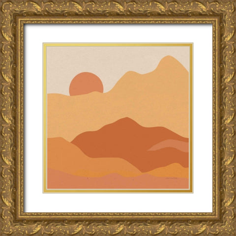Mountainous II Orange Gold Ornate Wood Framed Art Print with Double Matting by Miller, Sara Zieve