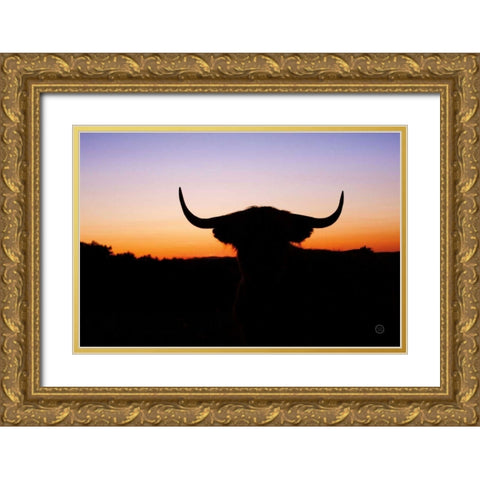 Bull Set Gold Ornate Wood Framed Art Print with Double Matting by Larson, Nathan