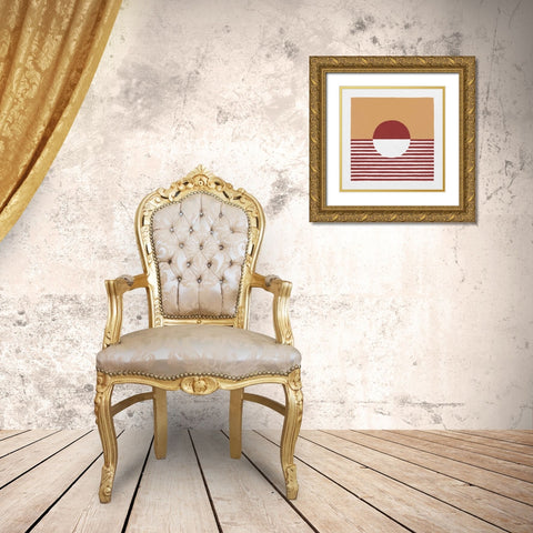 Reflection IV Red Yellow Gold Ornate Wood Framed Art Print with Double Matting by Hershey, Moira