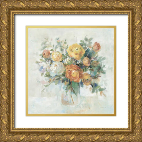 Blooming Splendor I Neutral Gold Ornate Wood Framed Art Print with Double Matting by Nai, Danhui