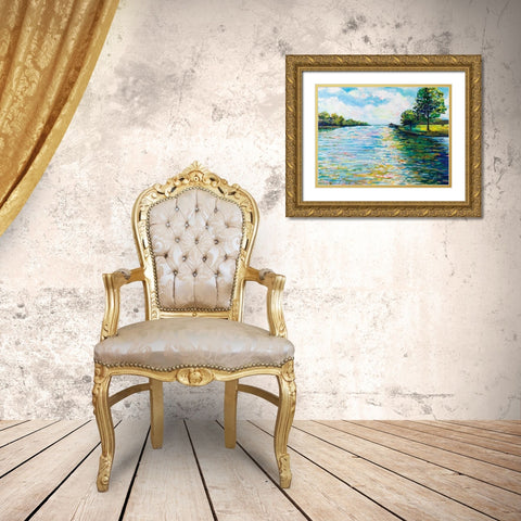 Lake View Gold Ornate Wood Framed Art Print with Double Matting by Vertentes, Jeanette