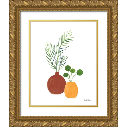 Potted I Fall Gold Ornate Wood Framed Art Print with Double Matting by Zaman, Farida