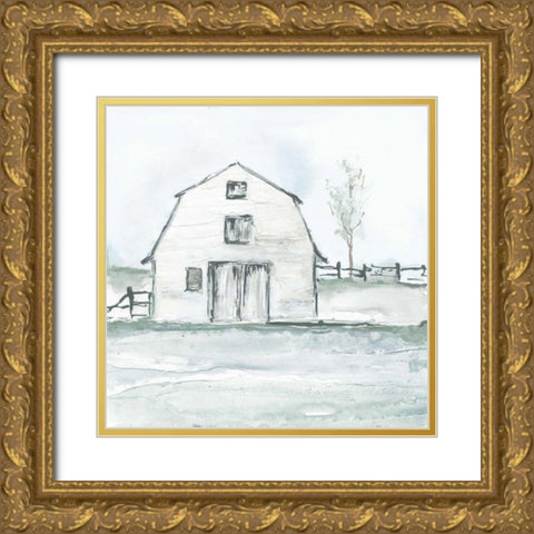 Neutral Barn III Gold Ornate Wood Framed Art Print with Double Matting by Paschke, Chris