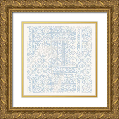 Garden Gate Light Blue Gold Ornate Wood Framed Art Print with Double Matting by Wild Apple Portfolio