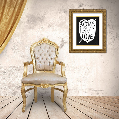 Love Love Love Black Gold Ornate Wood Framed Art Print with Double Matting by Mullan, Michael