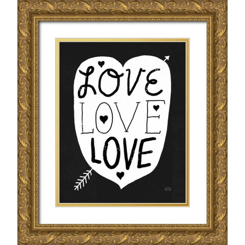 Love Love Love Black Gold Ornate Wood Framed Art Print with Double Matting by Mullan, Michael