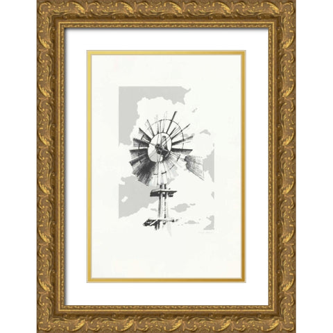 Texas Wind Neutral Gold Ornate Wood Framed Art Print with Double Matting by Tillmon, Avery
