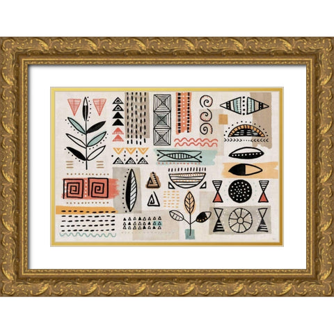 Tribal Tones I Gold Ornate Wood Framed Art Print with Double Matting by Charron, Veronique