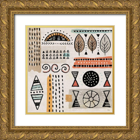 Tribal Tones III Gold Ornate Wood Framed Art Print with Double Matting by Charron, Veronique