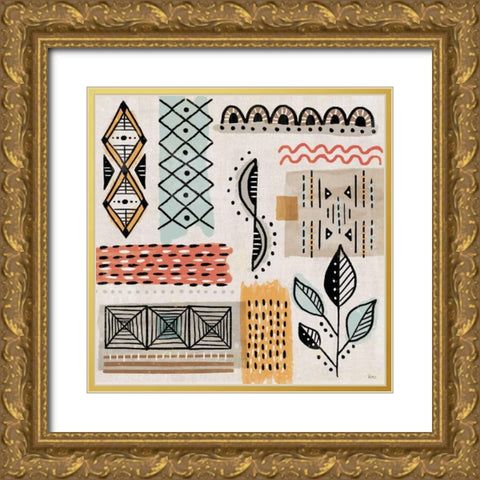Tribal Tones IV Gold Ornate Wood Framed Art Print with Double Matting by Charron, Veronique