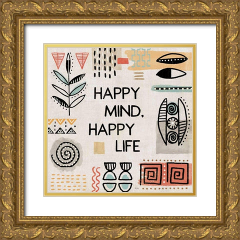 Tribal Tones VII Gold Ornate Wood Framed Art Print with Double Matting by Charron, Veronique
