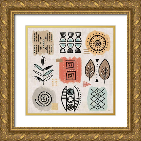 Tribal Tones VIII Gold Ornate Wood Framed Art Print with Double Matting by Charron, Veronique