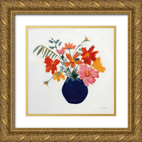 Simplicity Bouquet II Leaves Gold Ornate Wood Framed Art Print with Double Matting by Munger, Pamela