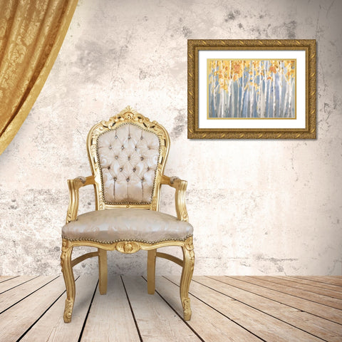 Golden Birches Spice Gold Ornate Wood Framed Art Print with Double Matting by Nai, Danhui