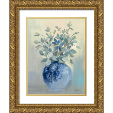 Sage Botanical Gold Ornate Wood Framed Art Print with Double Matting by Vassileva, Silvia