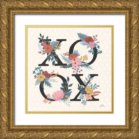 Love Letters VIII Black Gold Ornate Wood Framed Art Print with Double Matting by Marshall, Laura