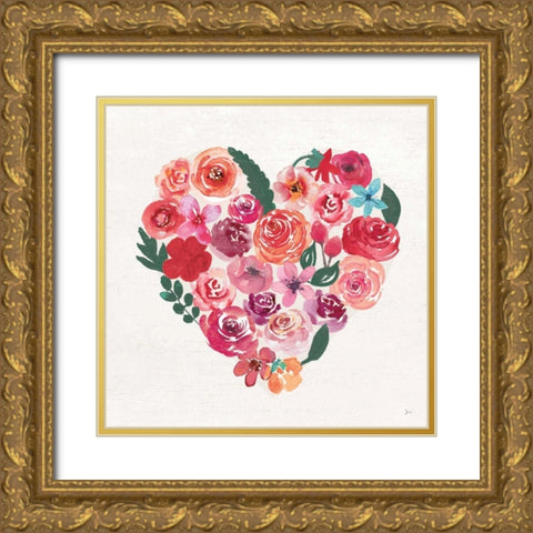 Petals of Love I Dark Gold Ornate Wood Framed Art Print with Double Matting by Aiken, Jess