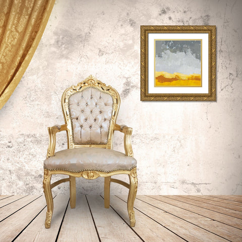 Landscape Yellow Grey Gold Ornate Wood Framed Art Print with Double Matting by Munger, Pamela