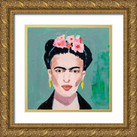 Frida Gold Ornate Wood Framed Art Print with Double Matting by Munger, Pamela